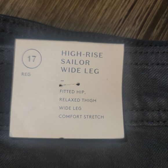 Universal Thread High-Rise Sailor Wide Leg Ankle Jeans Womens Size 17 Black - Picture 2 of 7